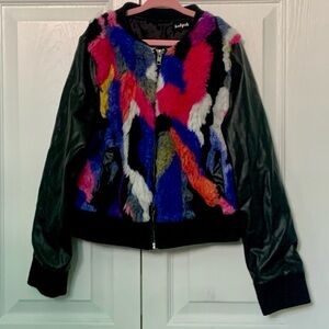 Kidpik Faux Leather Faux Fur Jacket Girls Size 7/8